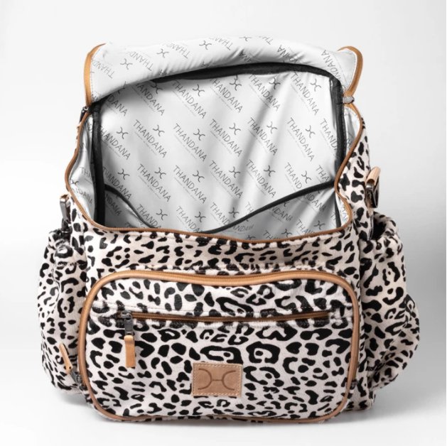 Animal Printed Leather nappy backpack and changing mat - Liley and Luca