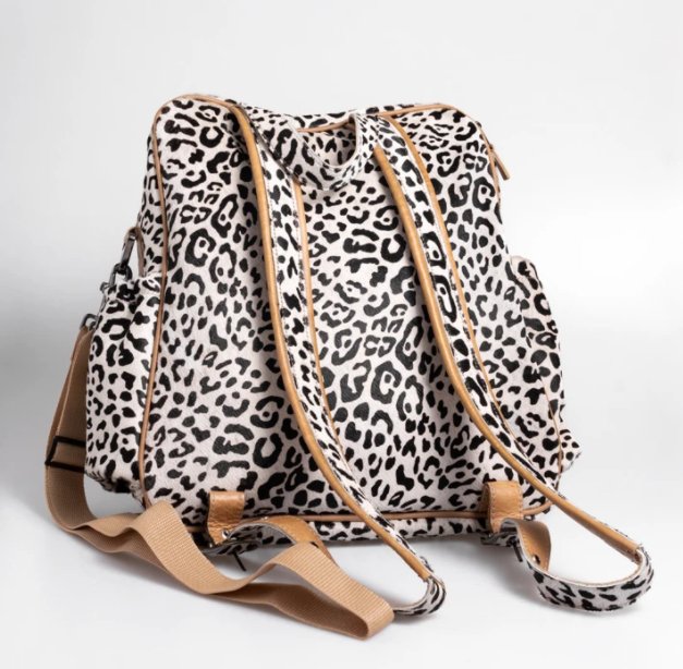 Animal Printed Leather nappy backpack and changing mat - Liley and Luca