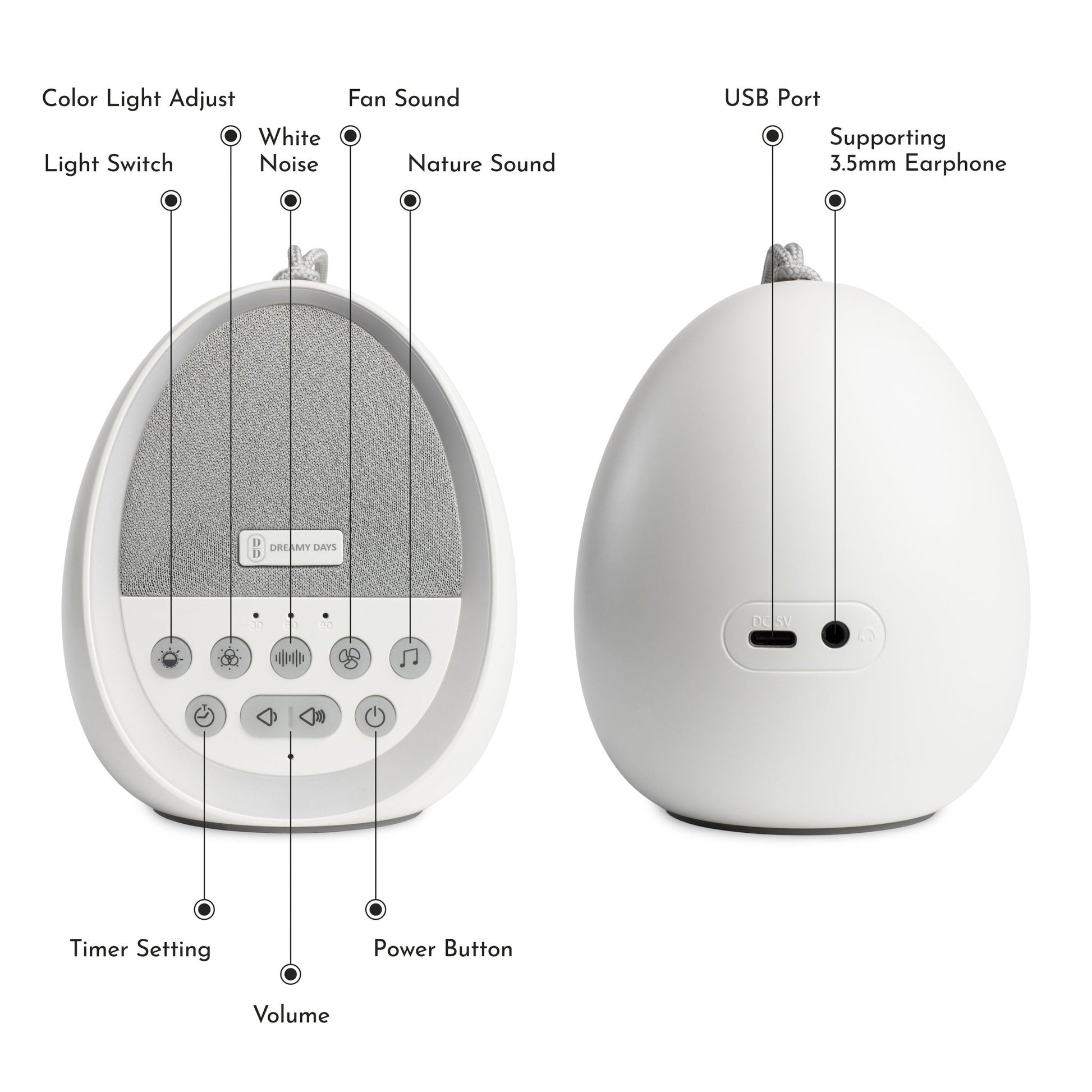 Dreamy Days Dream Pod White Noise Machine - Liley and Luca