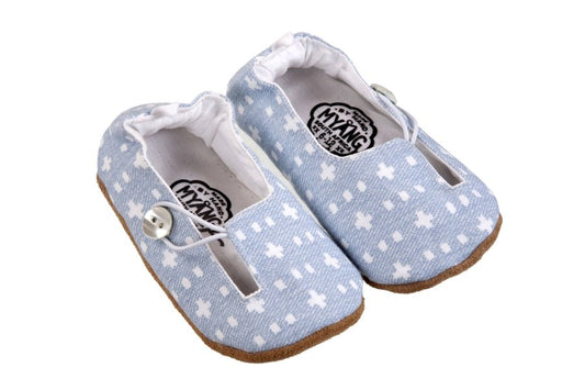 Keyhole Shoes - smokey blue cross - Liley and Luca