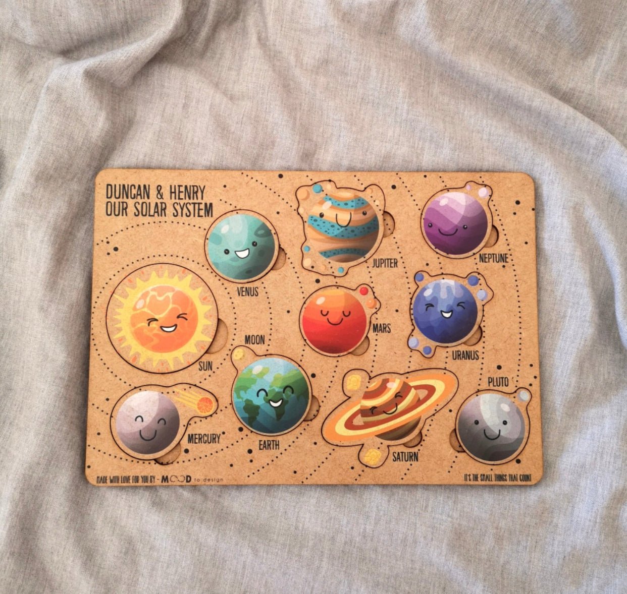 Personalised Solar System Posting Puzzle - English & Afrikaans - Liley and Luca