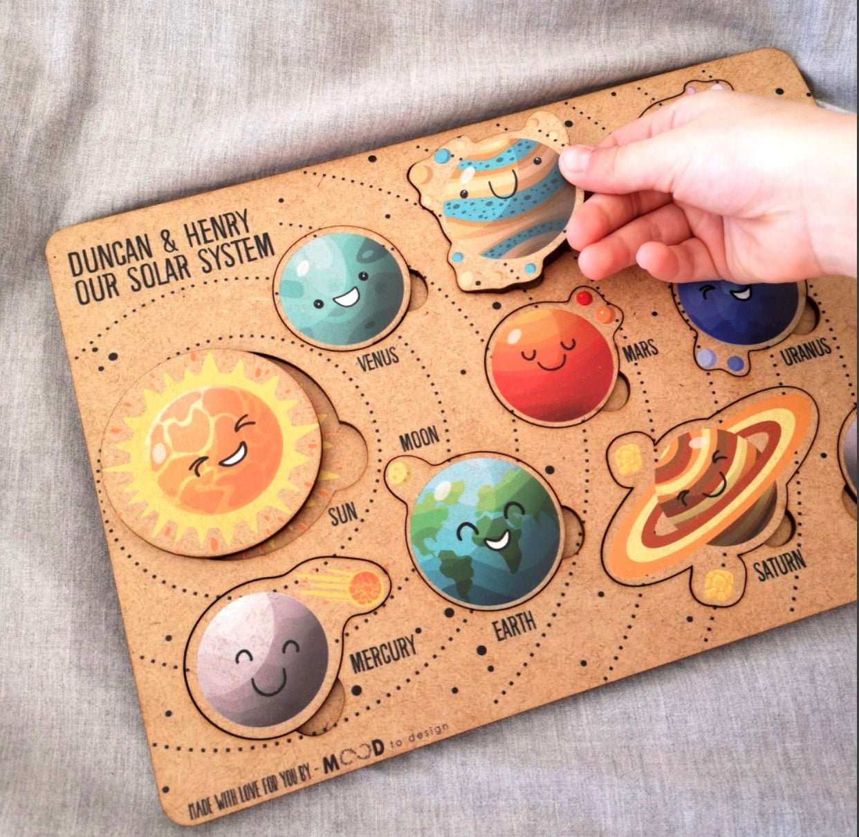 Personalised Solar System Posting Puzzle - English & Afrikaans - Liley and Luca