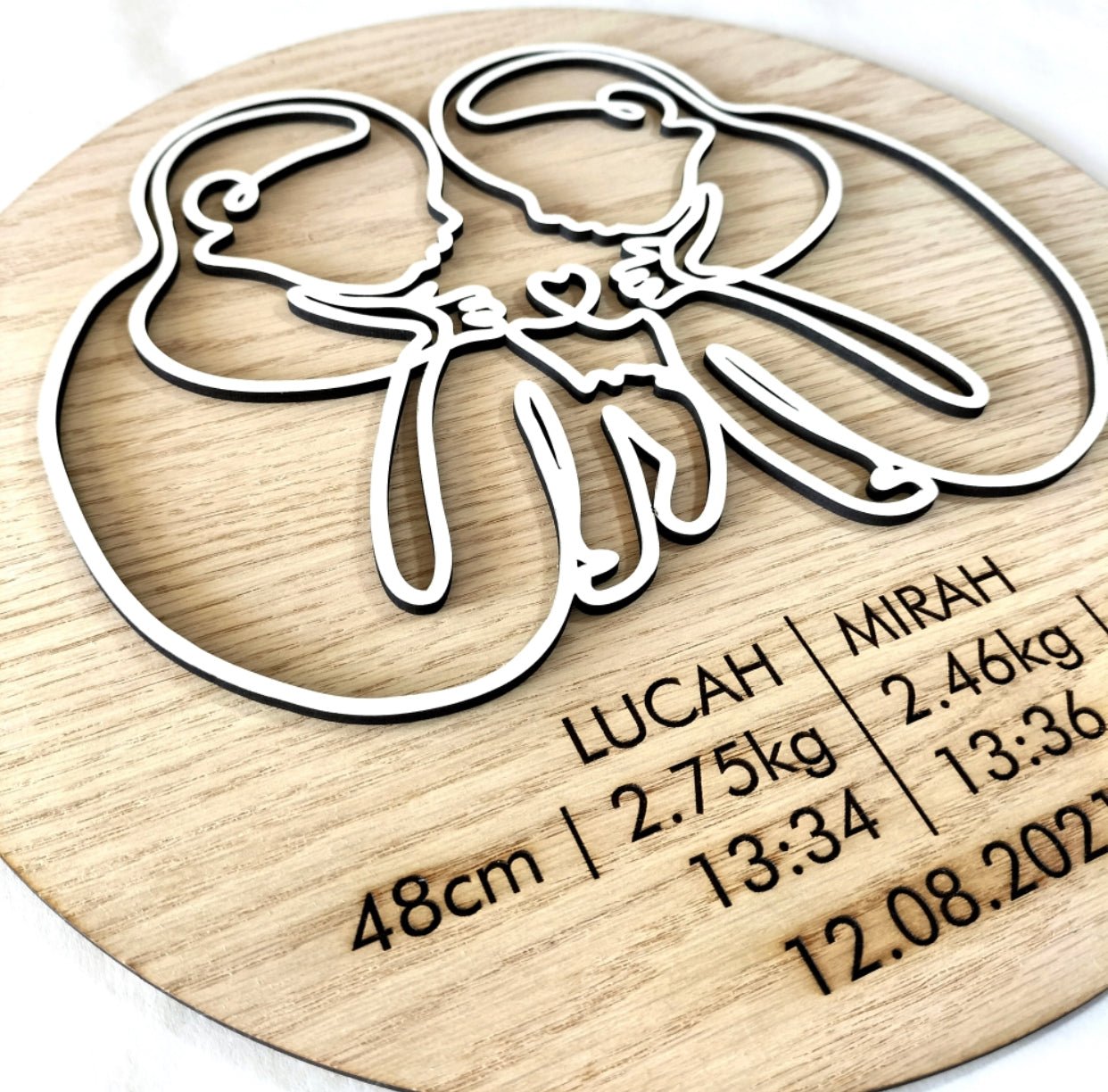 Twin Personalised Memory Plaque - 30cm - Liley and Luca