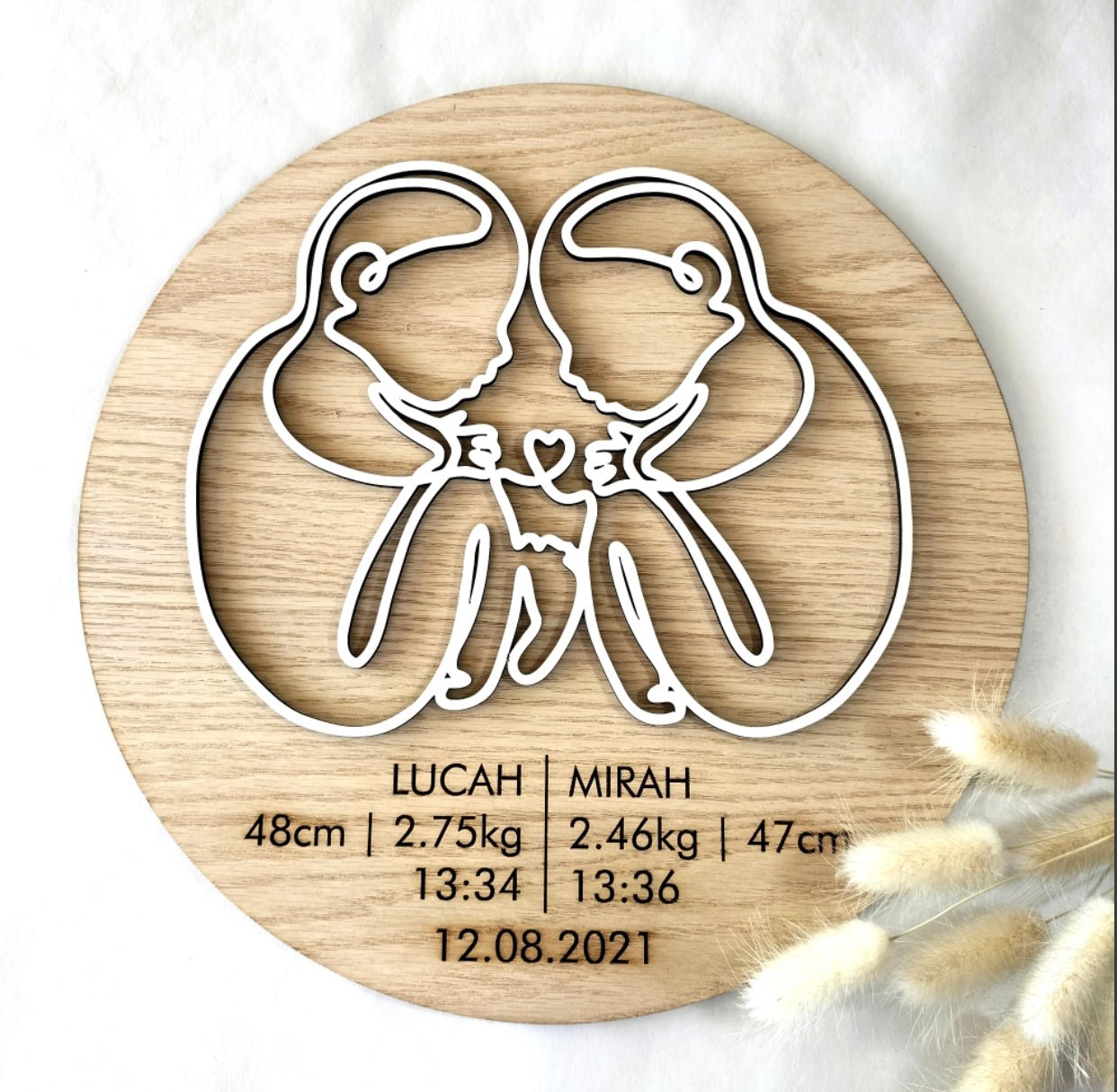 Twin Personalised Memory Plaque - 30cm - Liley and Luca