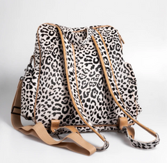 Animal Printed Leather nappy backpack and changing mat