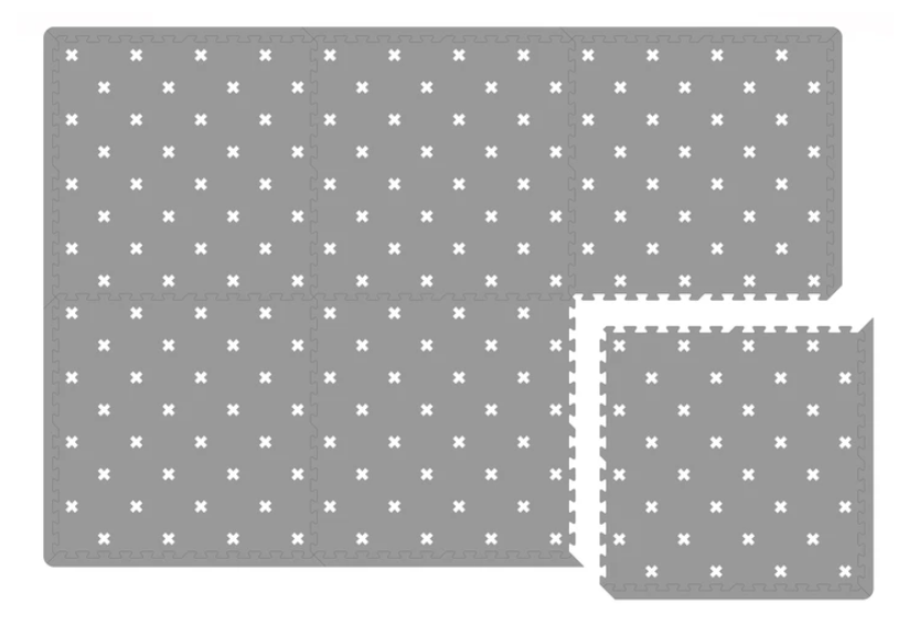 White Nordic cross on grey (6 tiles)