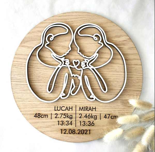 Twin Personalised Memory Plaque - 40cm